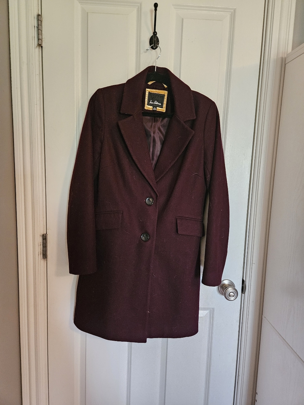 Sam Edelman Long Wool Coat in Burgundy - Picture 3 of 5